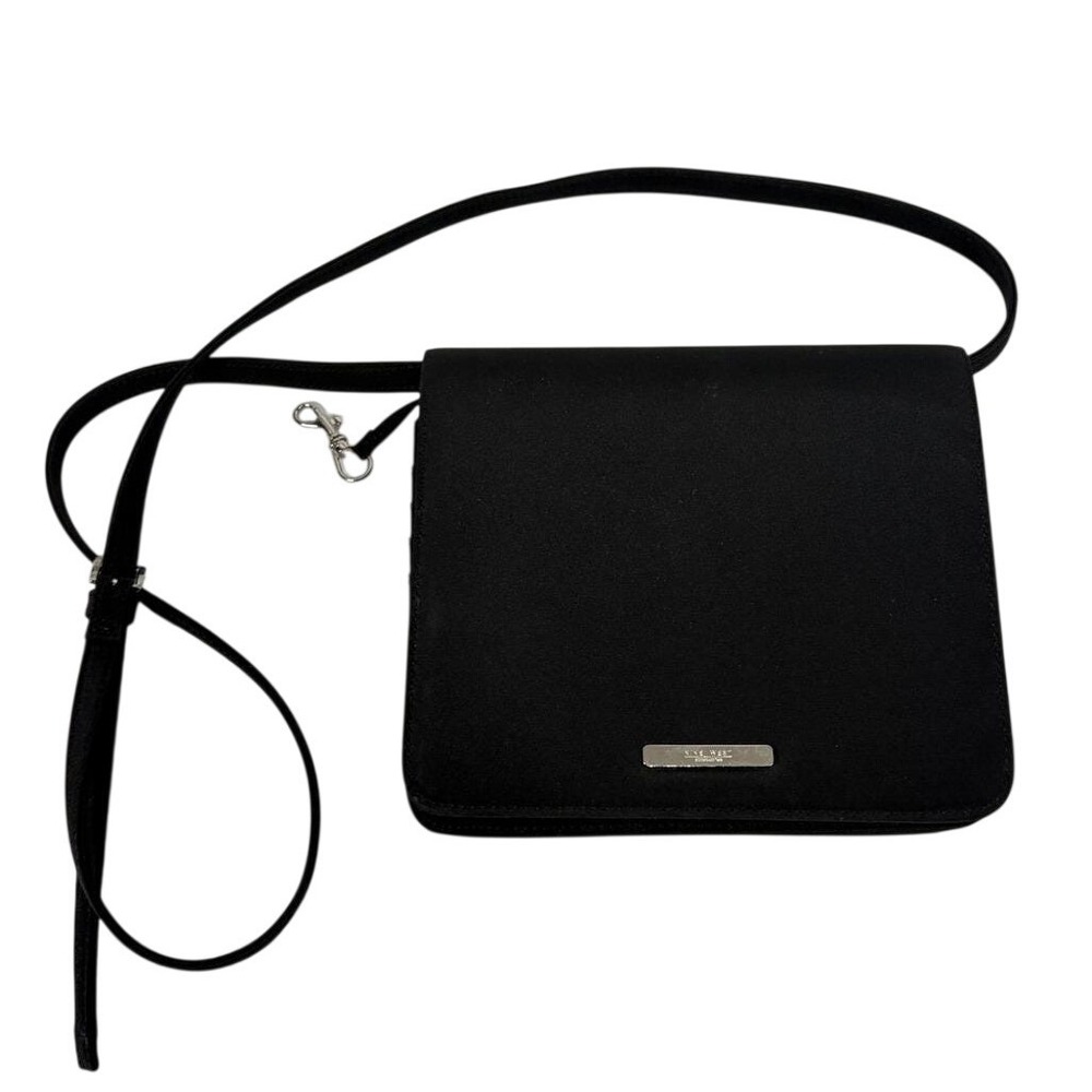 Nine West Vintage Y2K Black‎ Satin Crossbody Bag Travel Wallet Organizer Purse